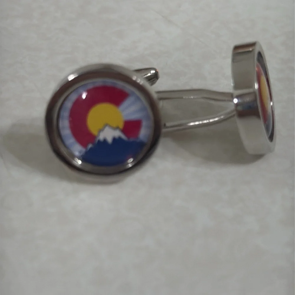 Colorado State Flag Cufflinks Silver